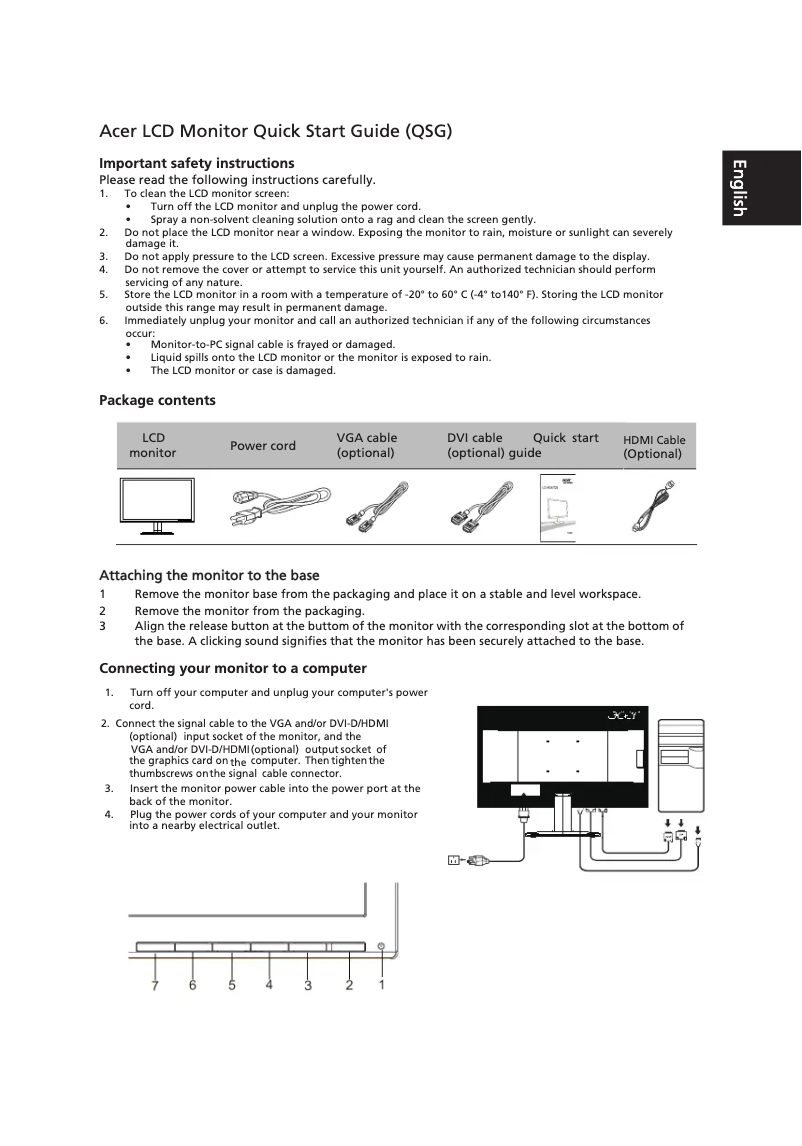 Página 1 del manual Guía de inicio rápido Acer KA240HQB