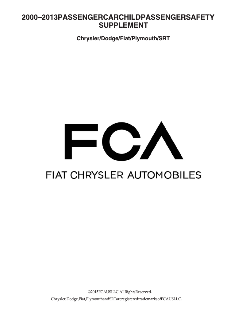 Page n°1 - Instructions de sécurité Dodge Caliber (2012)