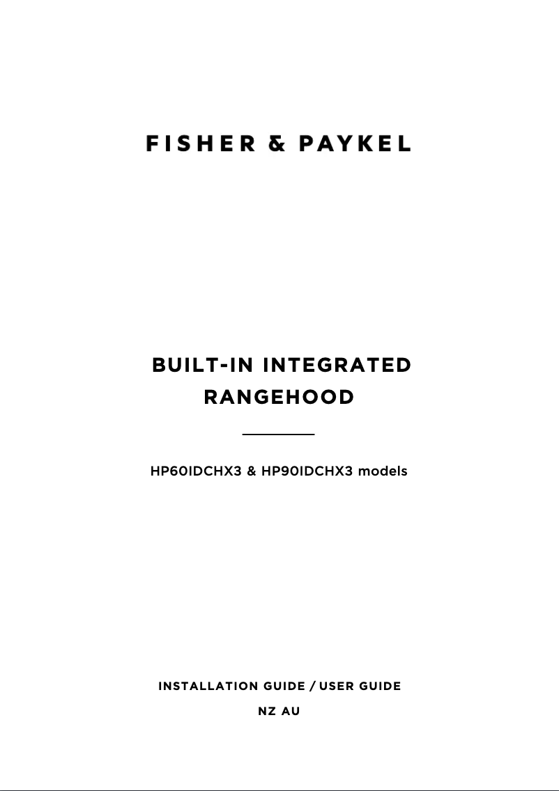 Page 1 de la notice Guide d'installation Fisher & Paykel HP90IDCHX3