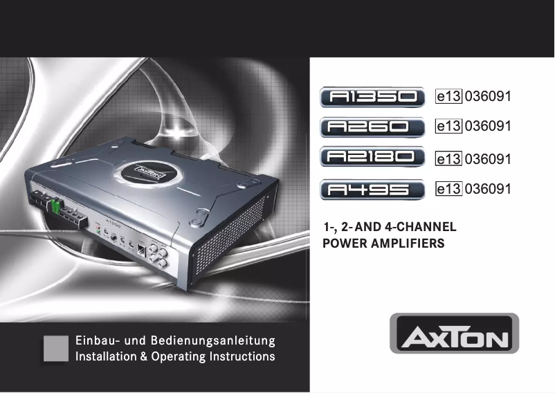 Page n°1 - Manuel utilisateur Axton A1350