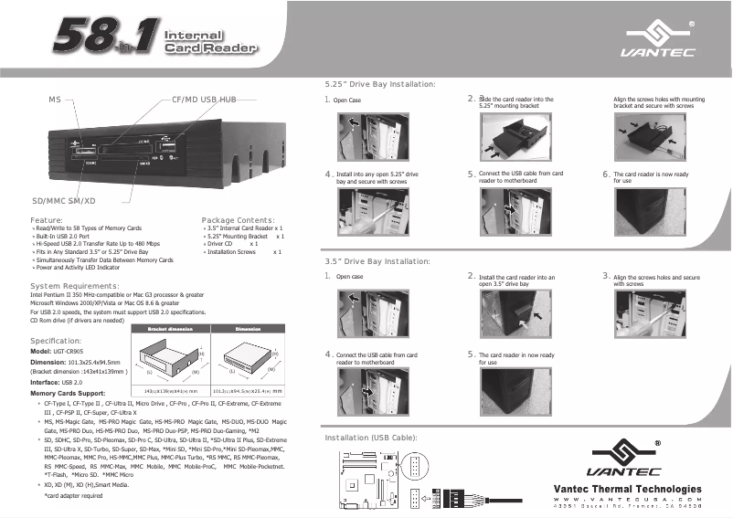 Image de la première page du manuel de l'appareil UGT-CR905