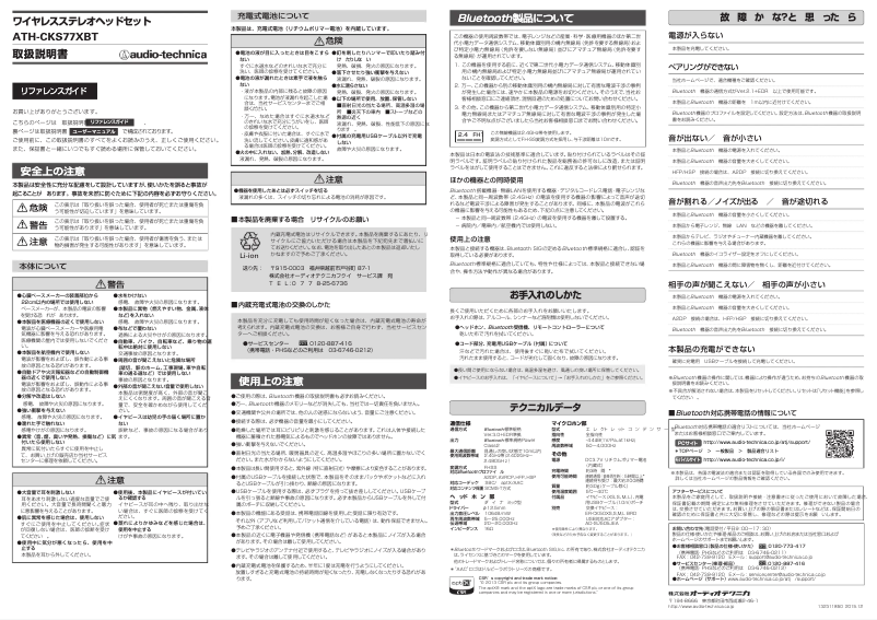 Image de la première page du manuel de l'appareil ATH-CKS77XBT