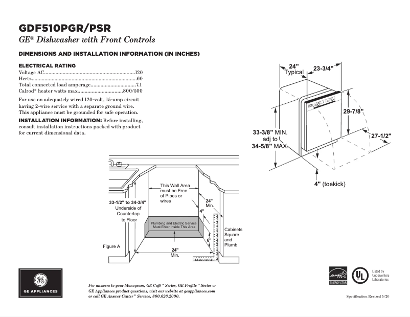 First page image of the manual for GDF510PGRBB