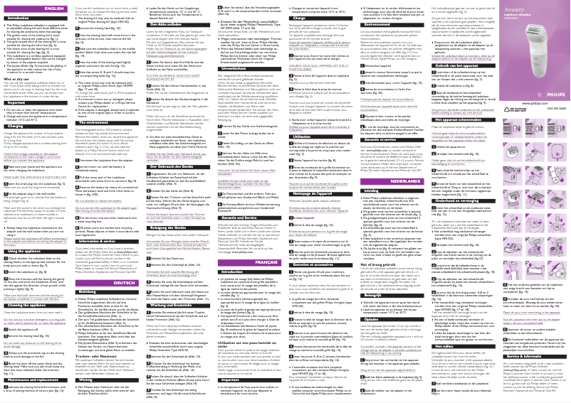 Page 1 de la notice Manuel utilisateur Philips Ladyshave HP6328