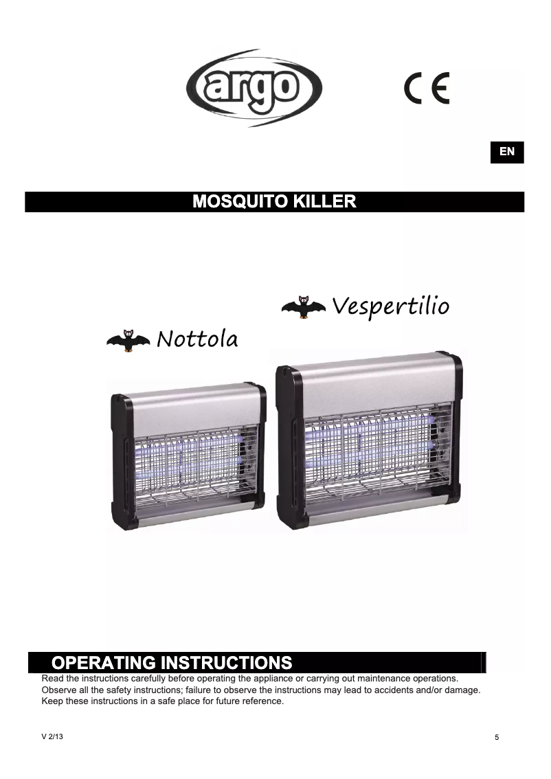 Page 1 de la notice Manuel utilisateur ARGO Vespertilio