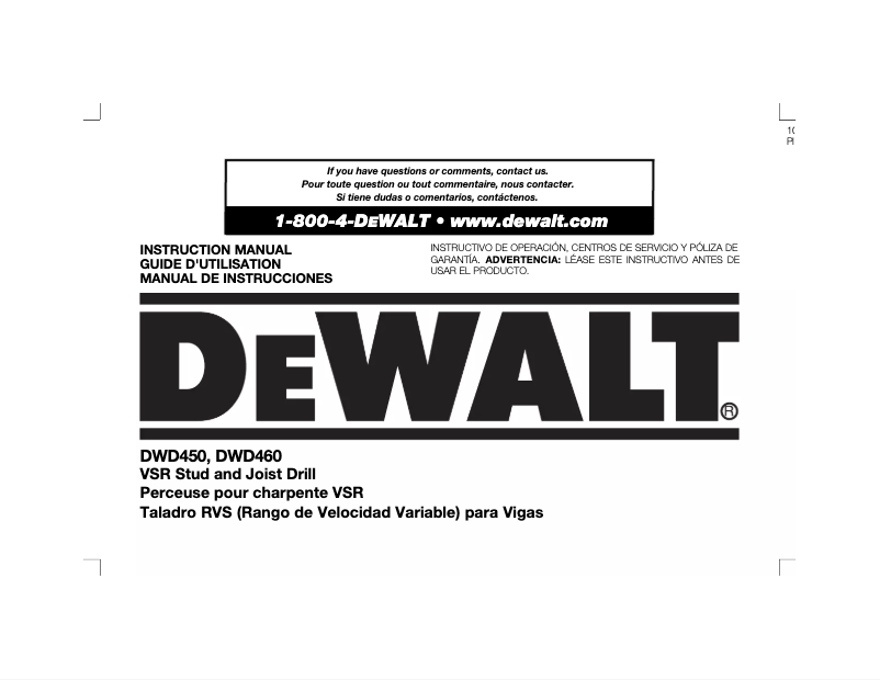 Image de la première page du manuel de l'appareil DWD450