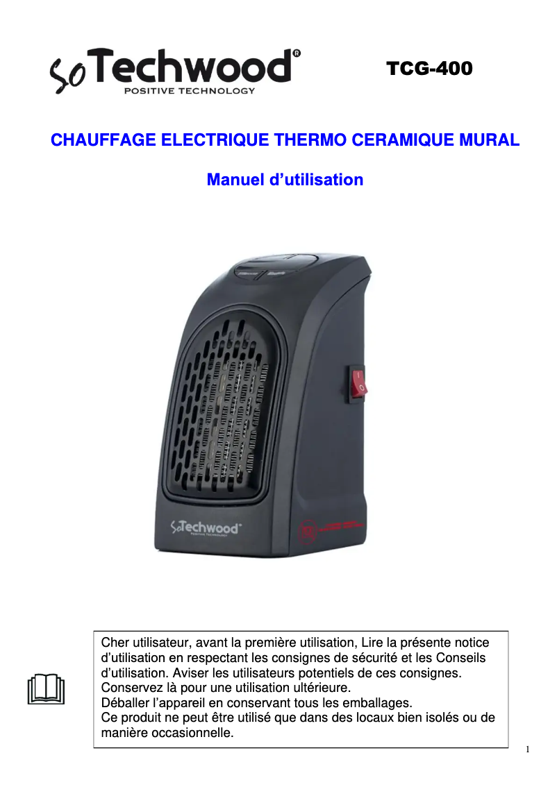 Page 1 de la notice Manuel utilisateur Techwood TCG-2015
