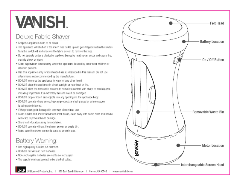 Page n°1 - Manuel utilisateur Vanish DELUXE