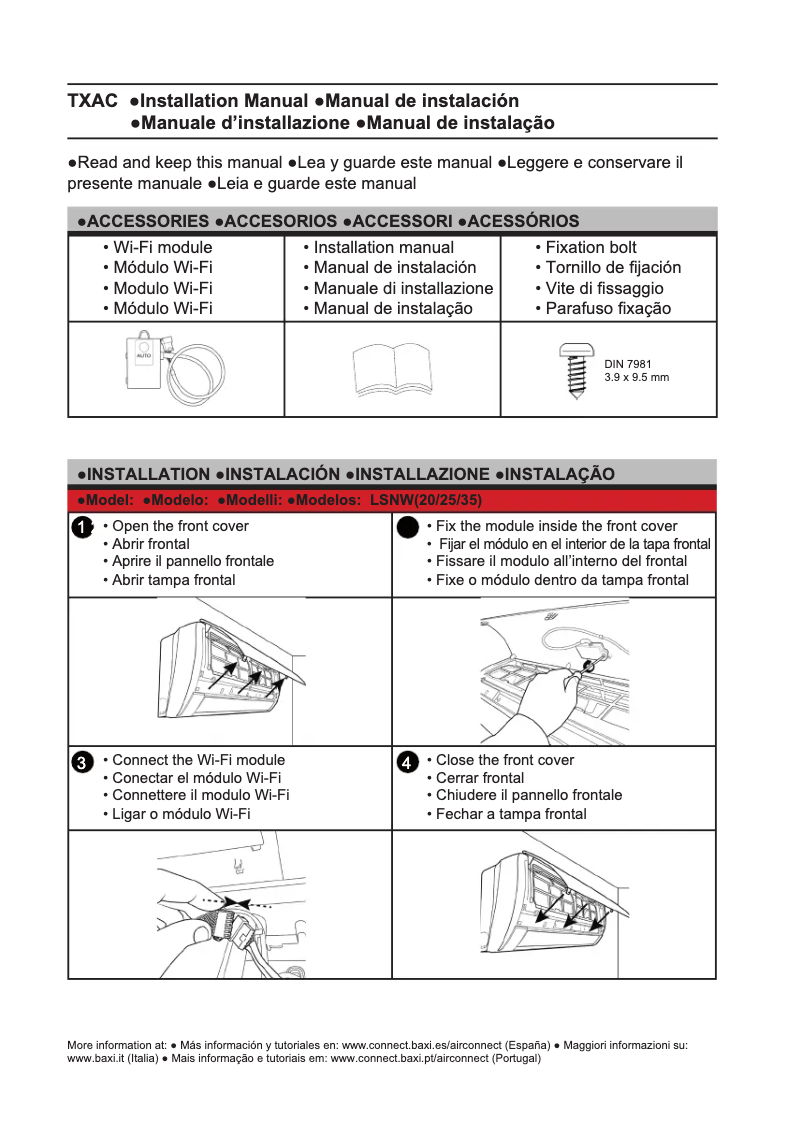 Imagen de la primera página del manual del dispositivo LSNW 20
