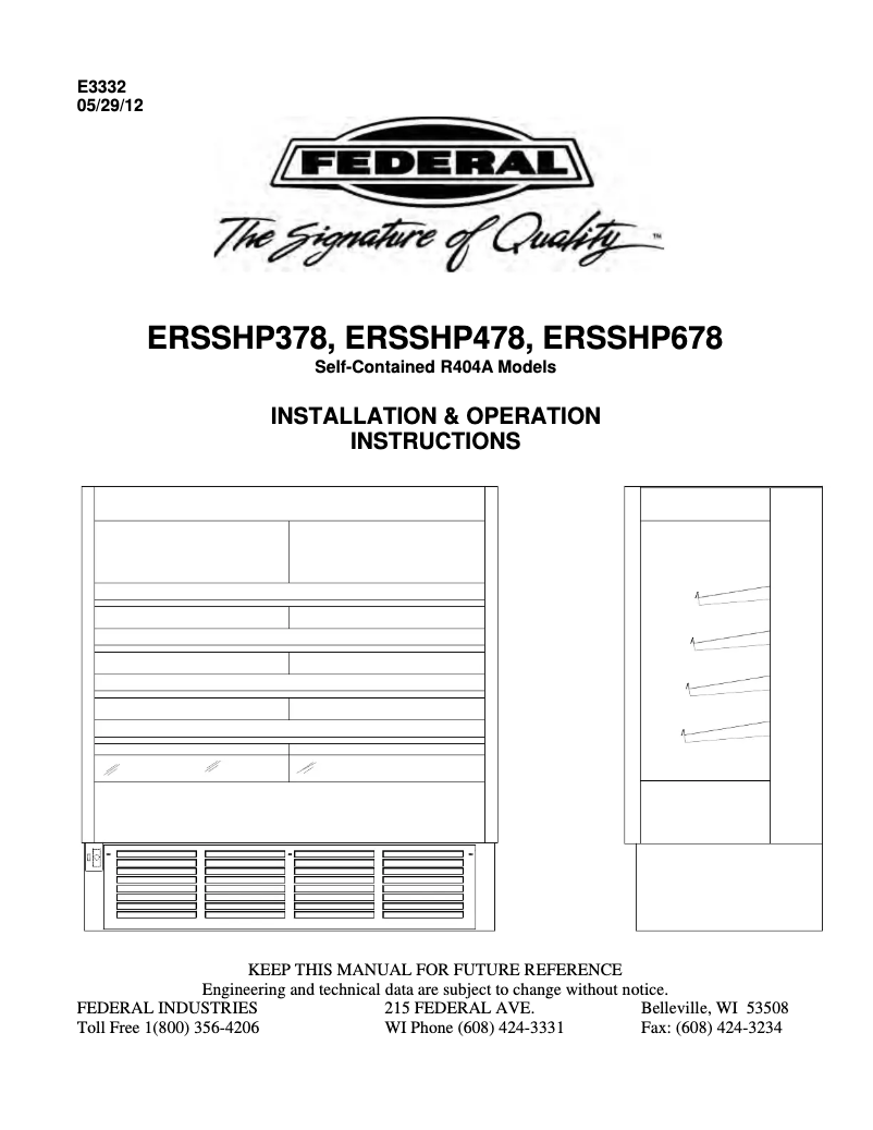 Page 1 de la notice Manuel utilisateur Federal ERSSHP378SC-5