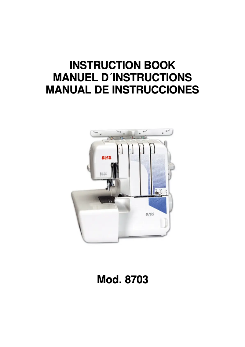 Page 1 de la notice Manuel utilisateur Alfa 8703