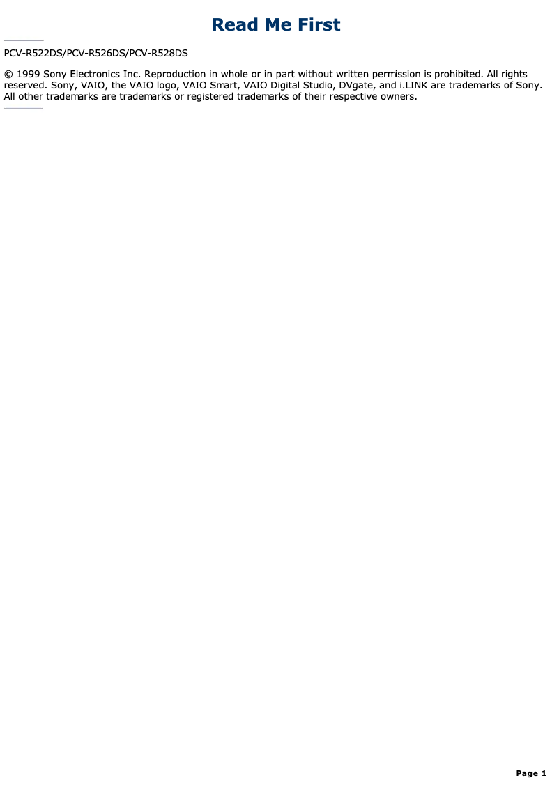 Página 1 del manual Manual de usuario Sony Vaio PCV-R522DS