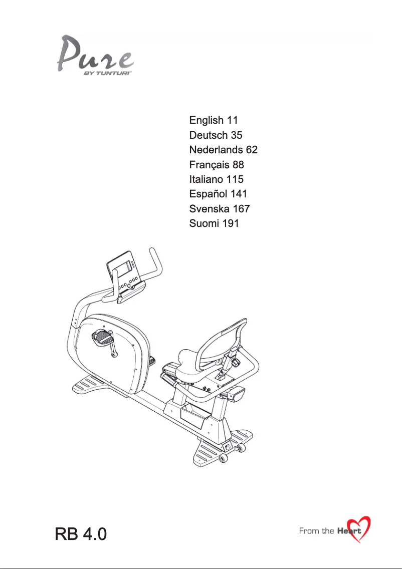 Page n°1 - Manuel utilisateur Tunturi Pure Bike R 4.0 - RB 4.0