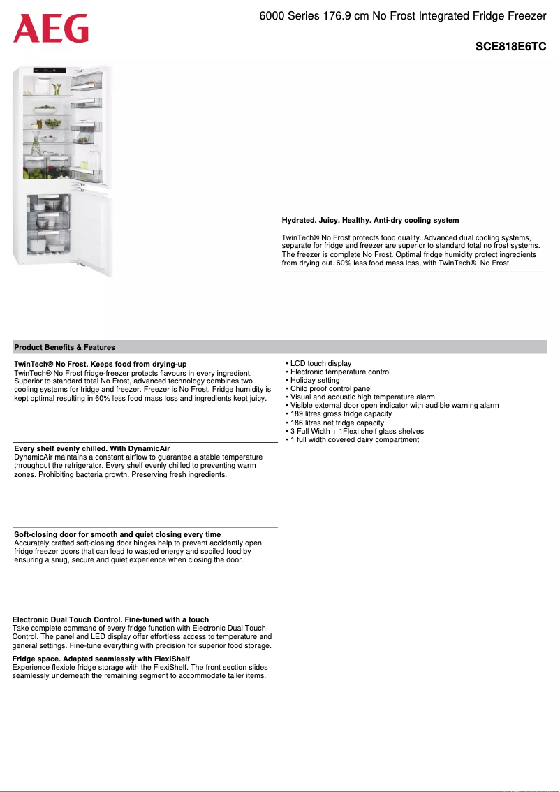 Page n°1 - Fiche technique AEG SCE818E6TC