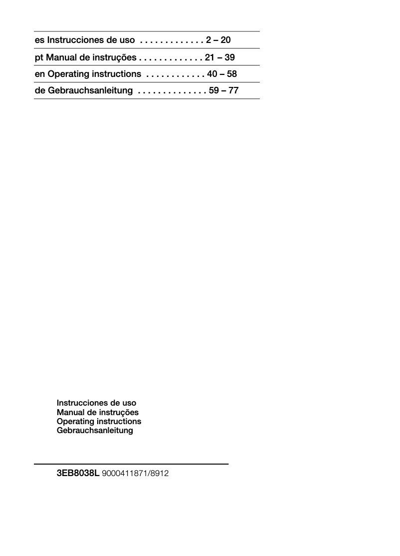 Page 1 de la notice Manuel utilisateur Balay 3EB8038L