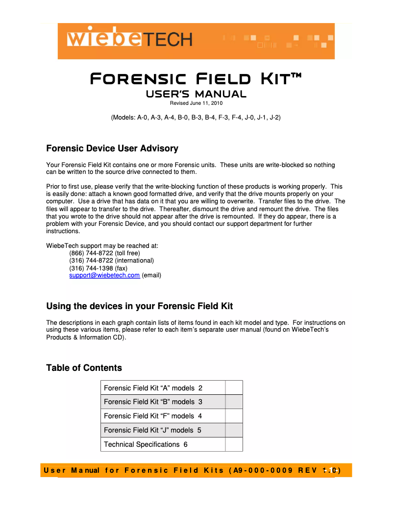 Image de la première page du manuel de l'appareil Field Kit B-5