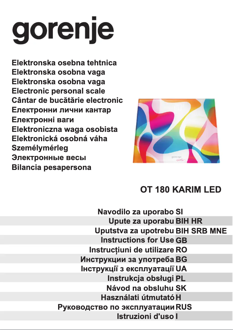 Página 1 del manual Manual de usuario Gorenje OT180KARIM LED