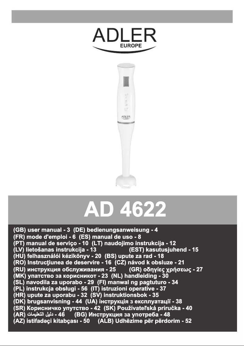 Page 1 de la notice Manuel utilisateur Adler AD 4622