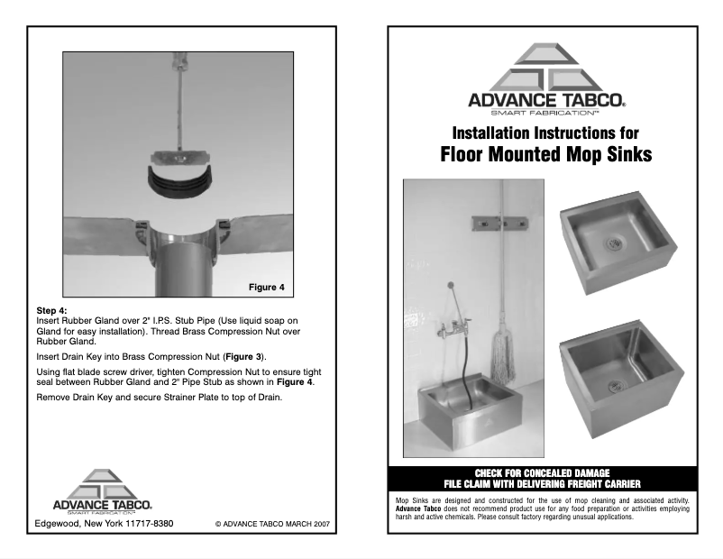 Page 1 de la notice Manuel utilisateur Advance Tabco 9-OP-40