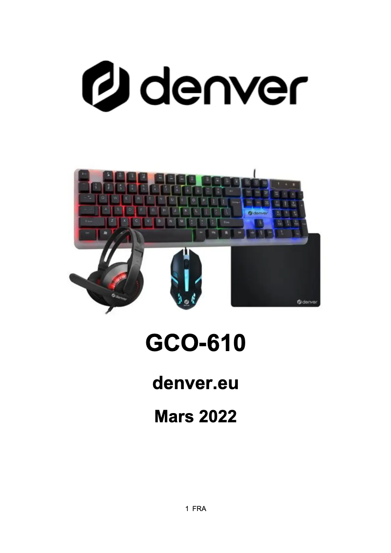 Page n°1 - Manuel utilisateur Denver GCO-610