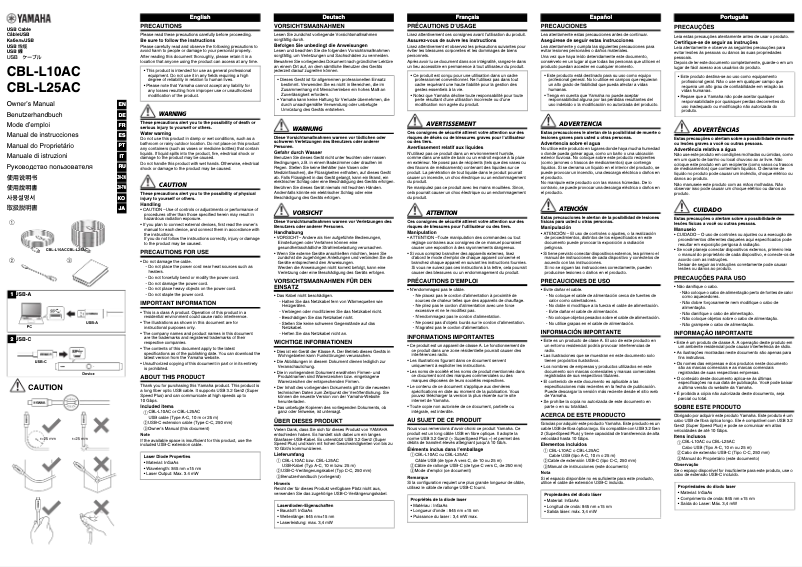 Page n°1 - Manuel utilisateur Yamaha CBL-L10AC