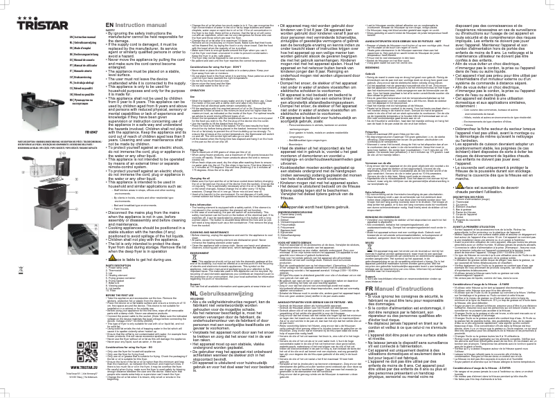 Page n°1 - Manuel utilisateur TriStar FR-6947