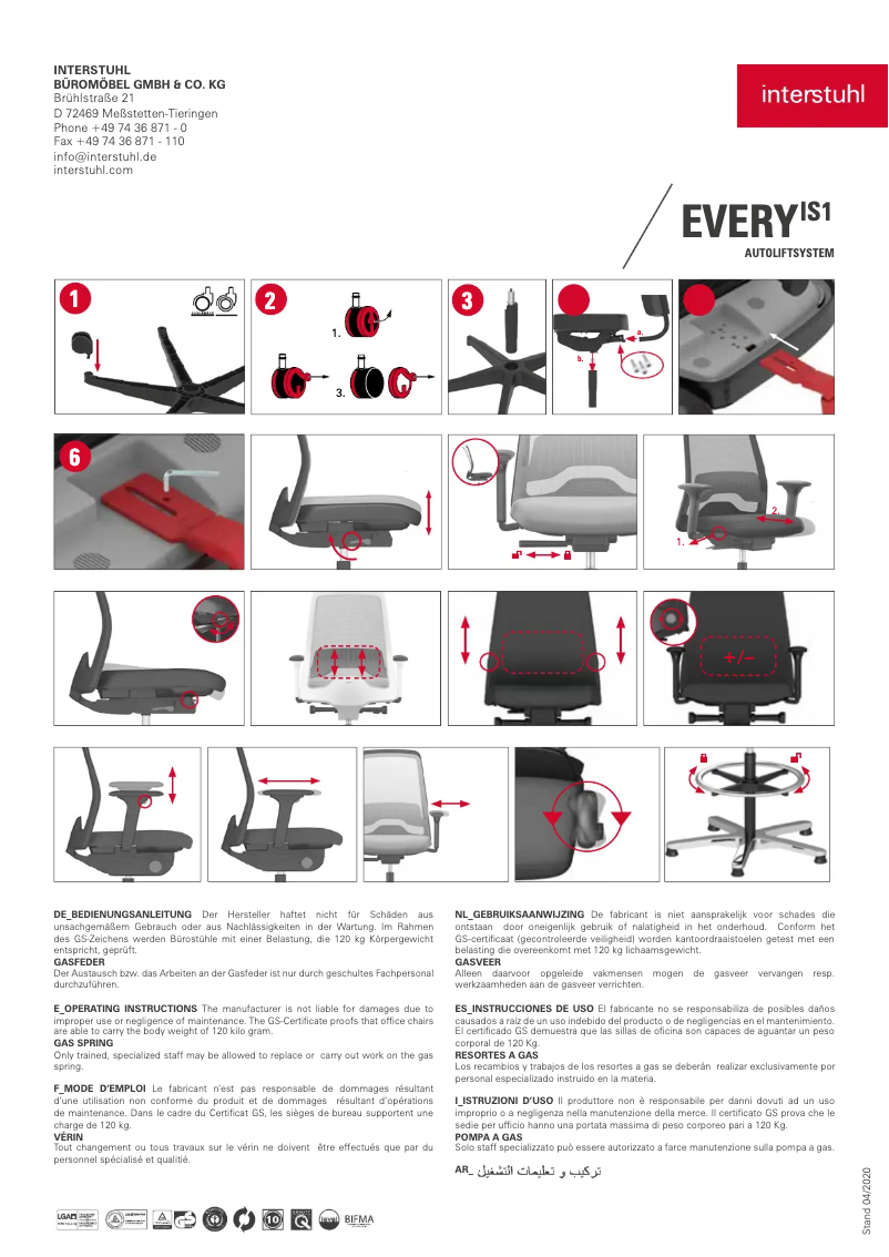 Page 1 de la notice Manuel utilisateur Interstuhl EVERYis1 EV151