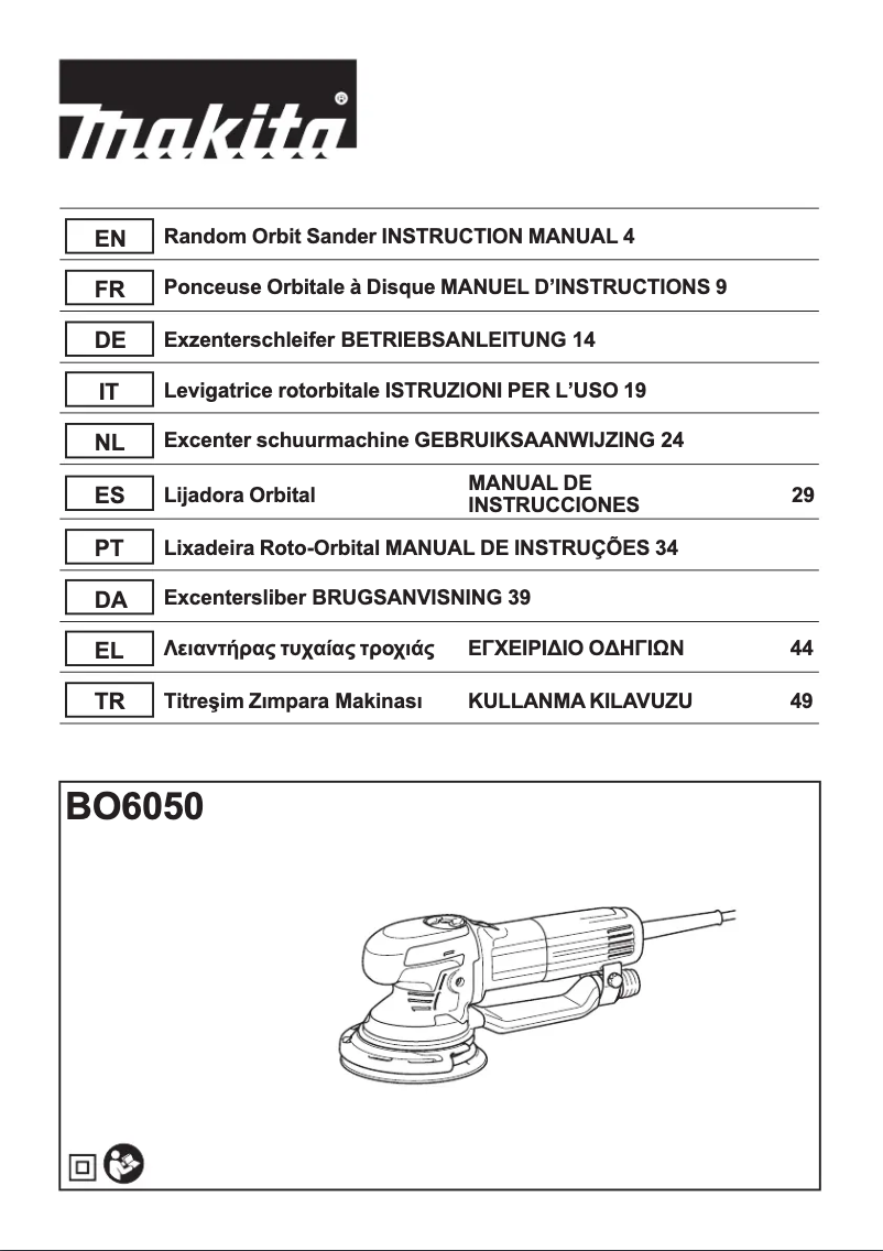 Page 1 de la notice Manuel utilisateur Makita BO6050J