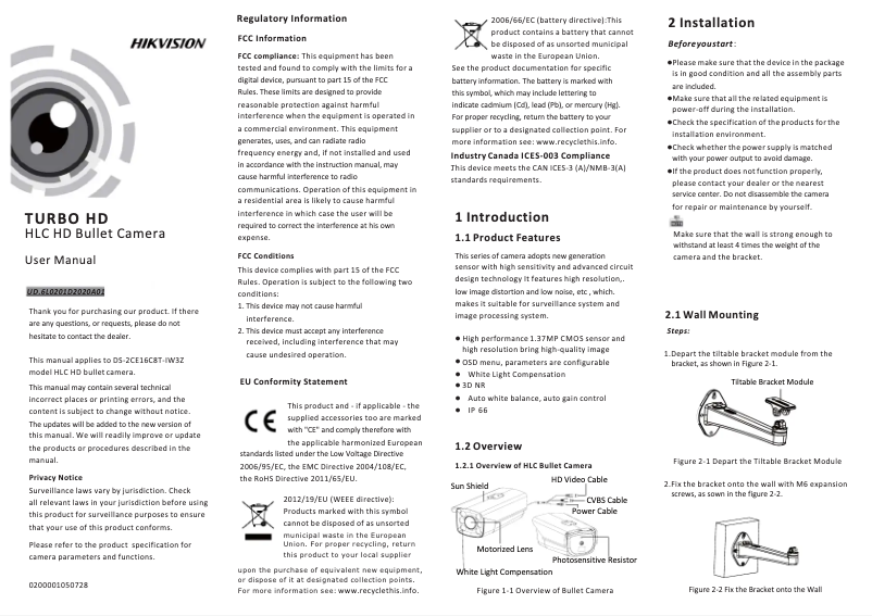 Image de la première page du manuel de l'appareil DS-2CE16C8T-IW3Z