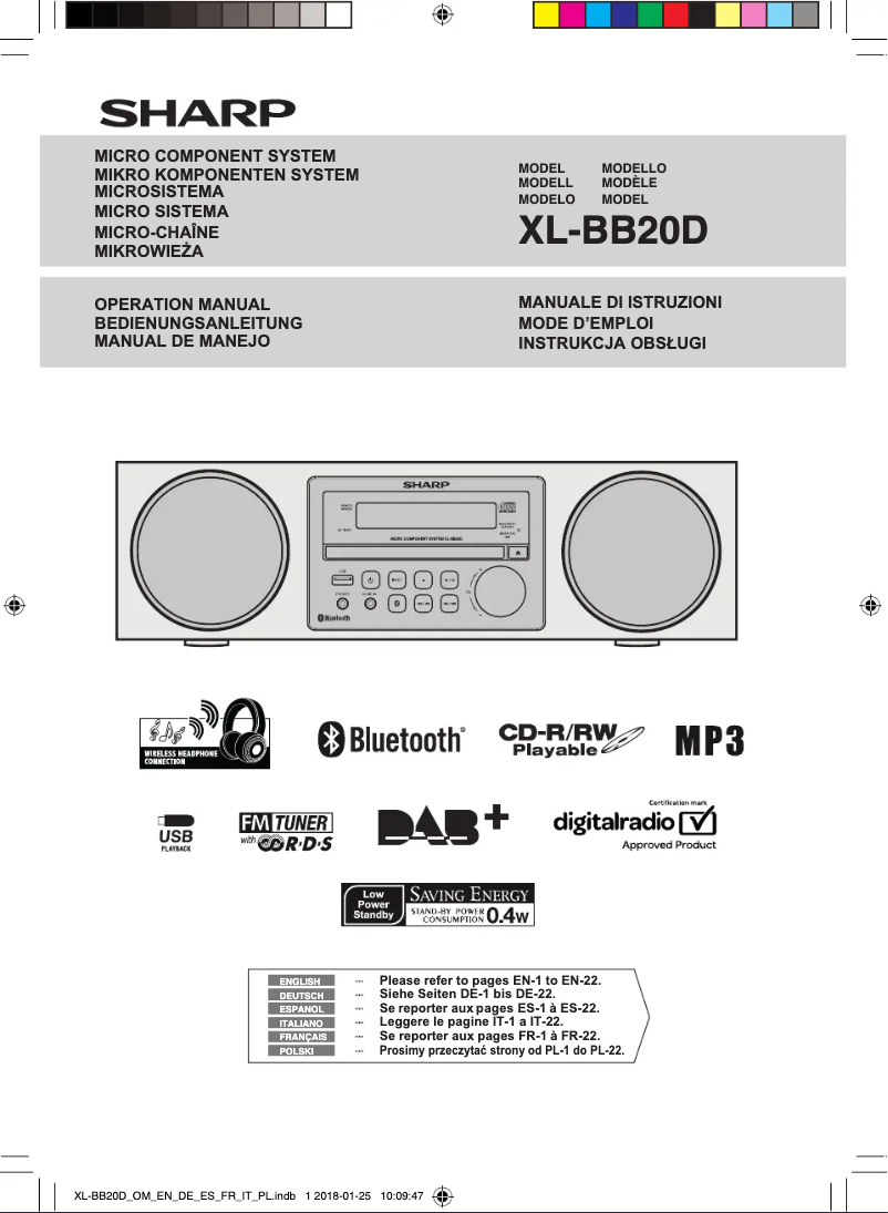 Page n°1 - Manuel utilisateur Sharp XL-BB20D
