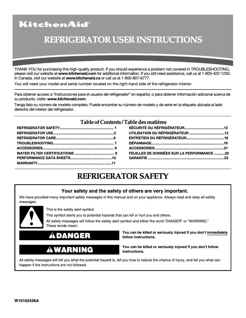 Imagen de la primera página del manual del dispositivo Architect II KSCS23FVMS