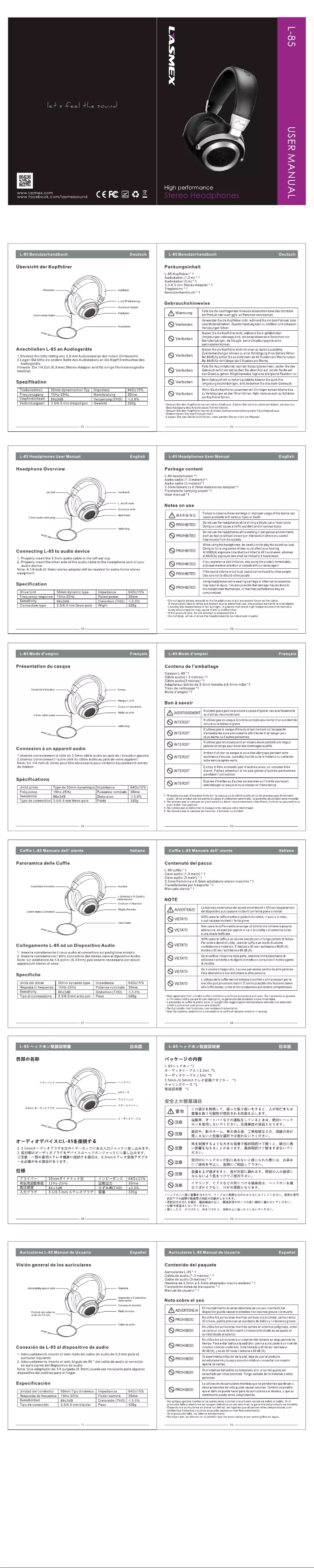 Page 1 de la notice Manuel utilisateur Lasmex L-85