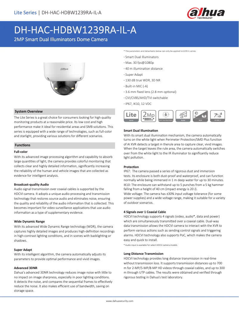 Image de la première page du manuel de l'appareil HAC-HDBW1239RA-IL-A