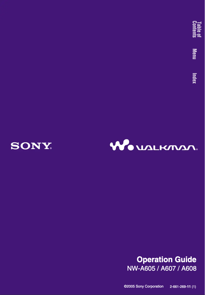 Page 1 de la notice Manuel utilisateur Sony Walkman NW-A607