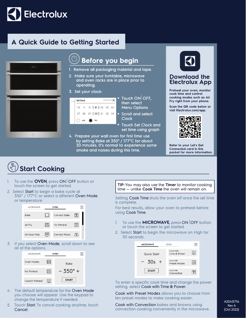 Page 1 de la notice Guide de démarrage rapide Electrolux ECWM3012AS