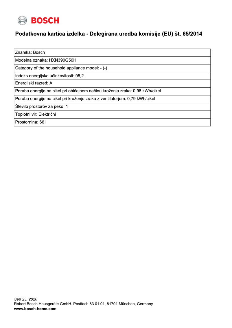 Page 1 of the manual User Manual Bosch HXN390G50H