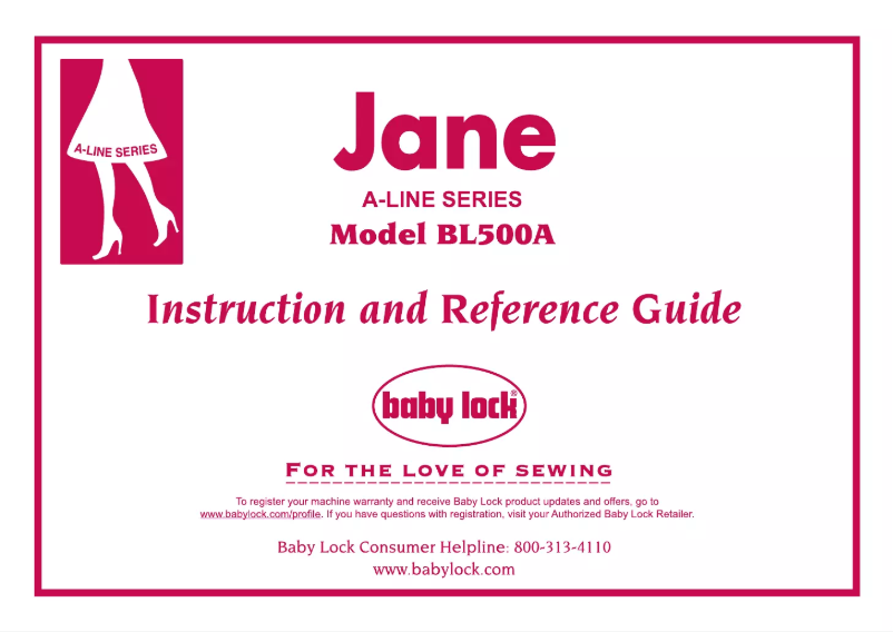 Page 1 de la notice Manuel utilisateur Baby Lock Jane BL500A