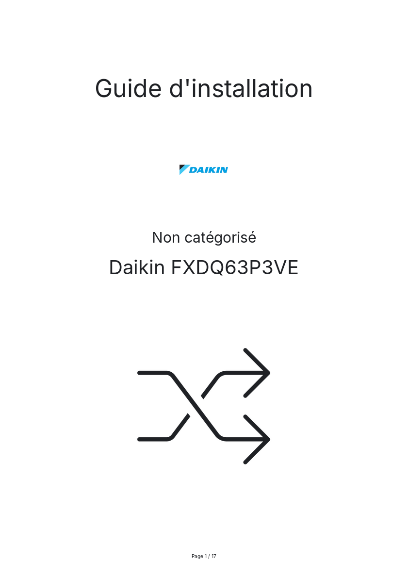 Page n°1 - Guide d'installation Daikin FXDQ63P3VE