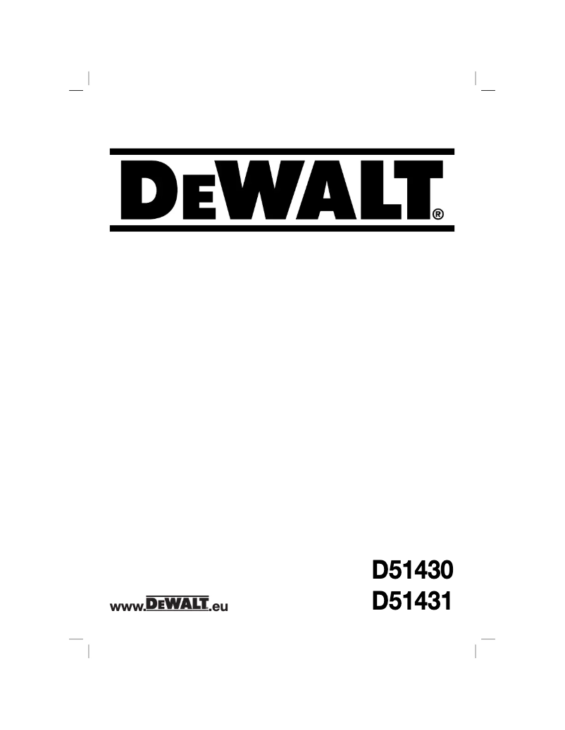 Page n°1 - Manuel utilisateur DeWalt D51430