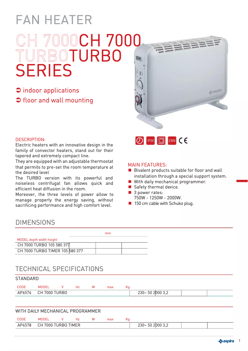 Page 1 de la notice Manuel utilisateur Fantini Cosmi CH 7000 TURBO =