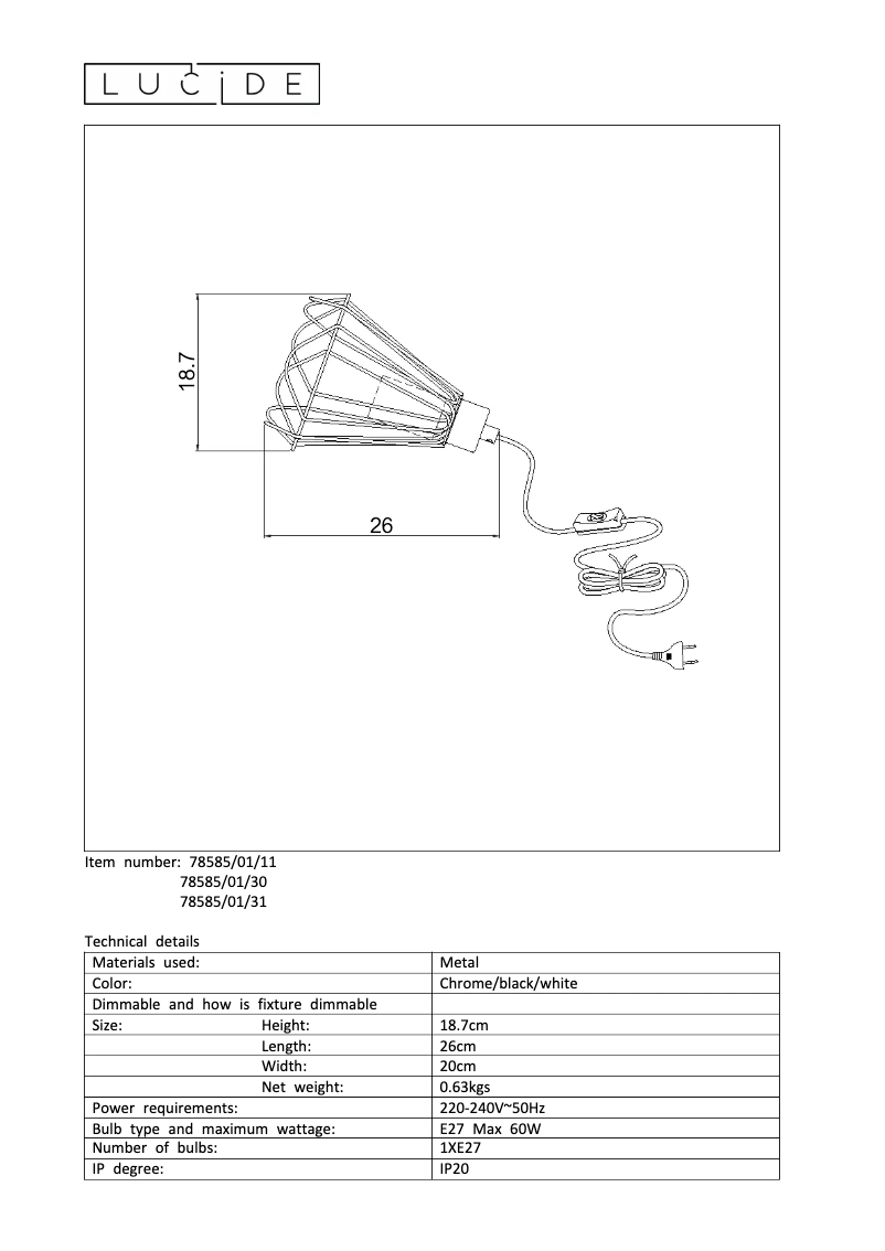 Image de la première page du manuel de l'appareil Kyara 78585/01/30