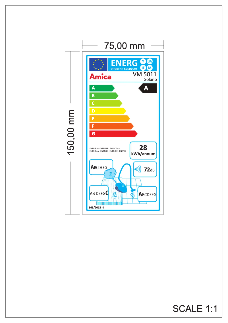 Page 1 de la notice Label énergétique Amica Solano VM 5011