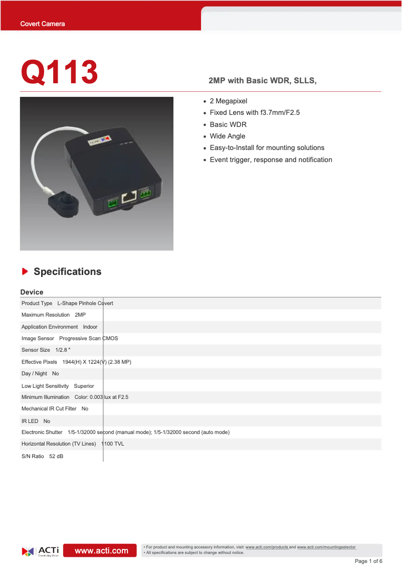 Image de la première page du manuel de l'appareil Q113