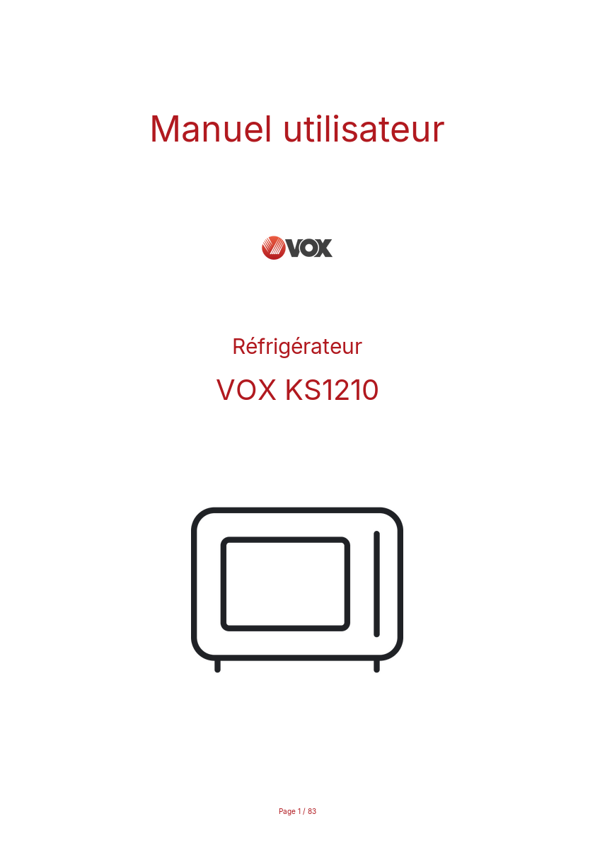 Page n°1 - Manuel utilisateur VOX KS1210