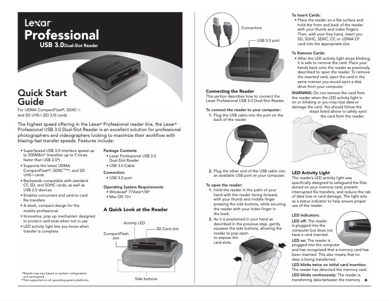 Image de la première page du manuel de l'appareil Professional USB 3.0
