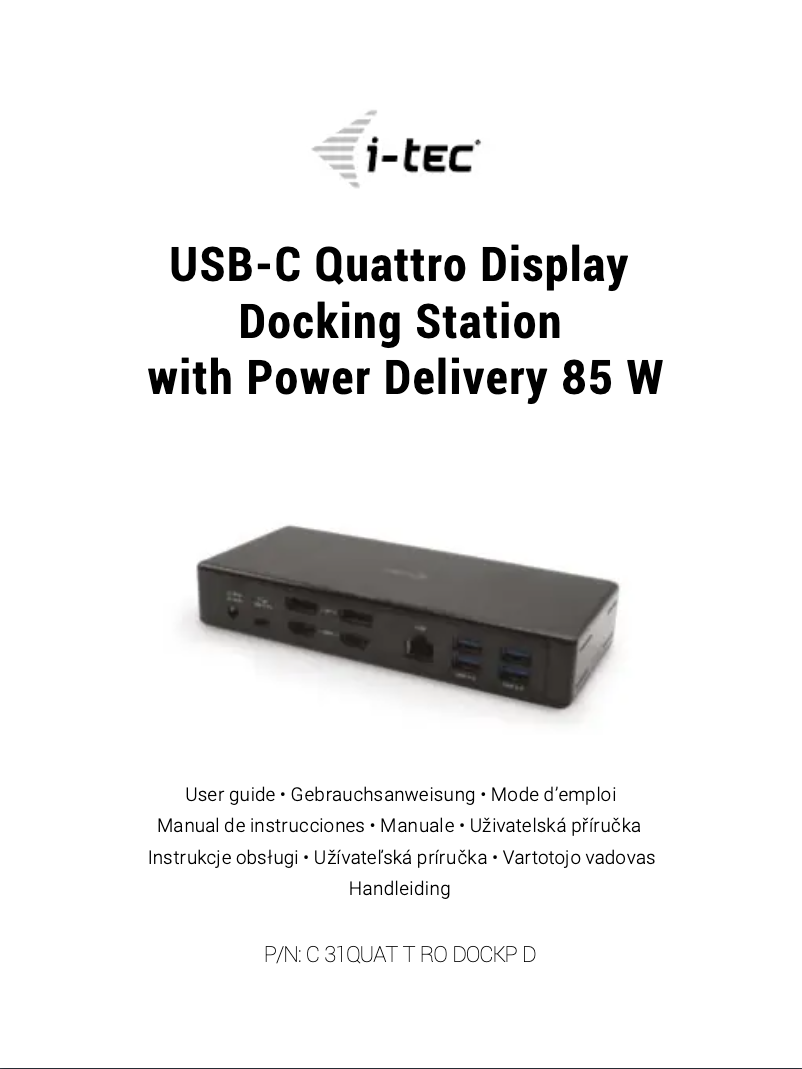 Page 1 de la notice Manuel utilisateur i-TEC C31QUATTRODOCKP