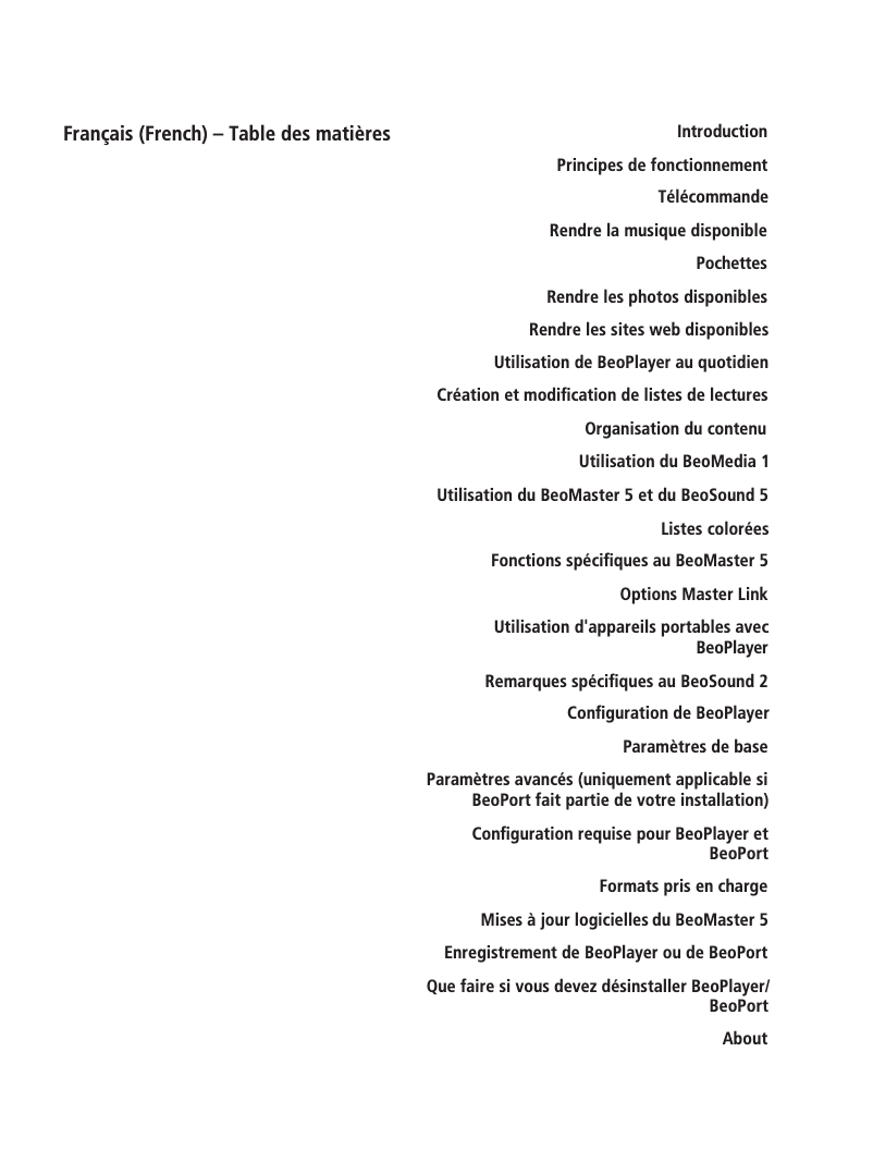 Page 1 de la notice Manuel utilisateur Bang & Olufsen BeoPlayer