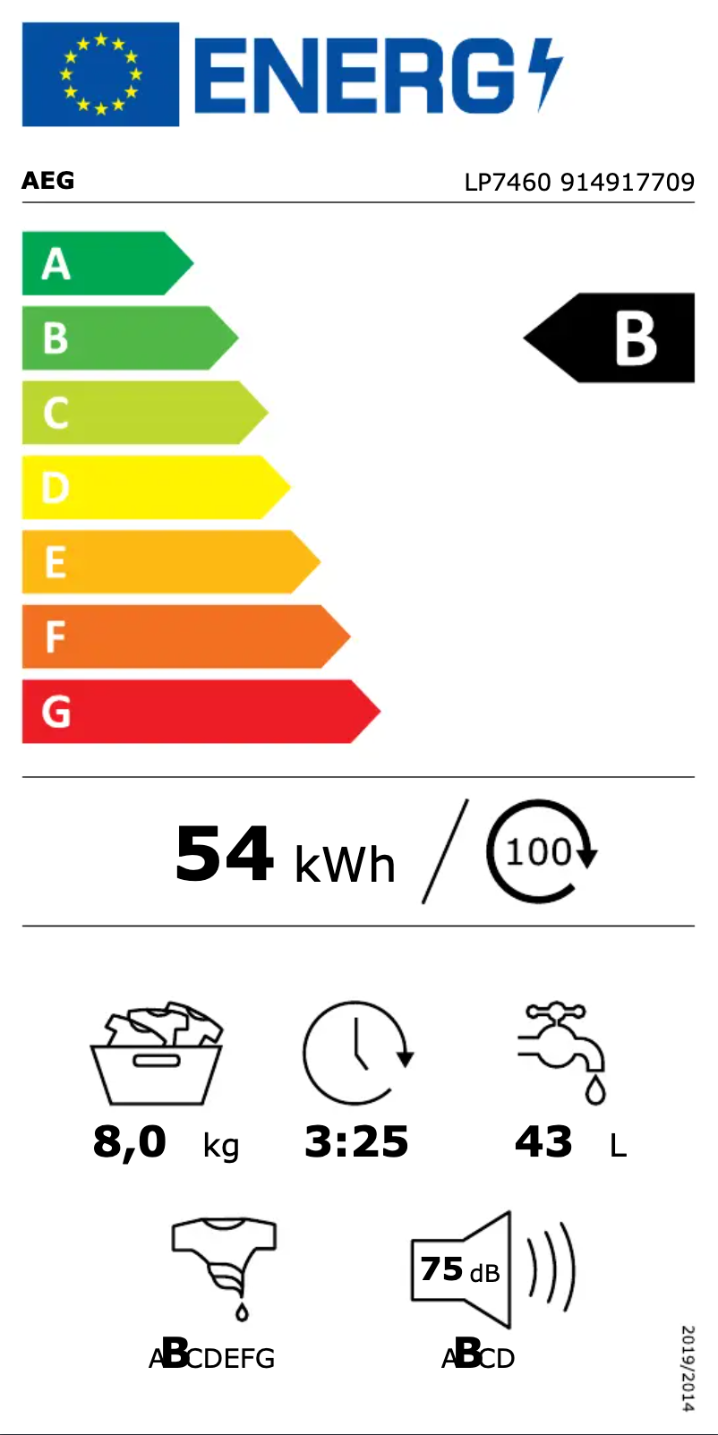 Página 1 del manual Etiqueta energética AEG LP7460
