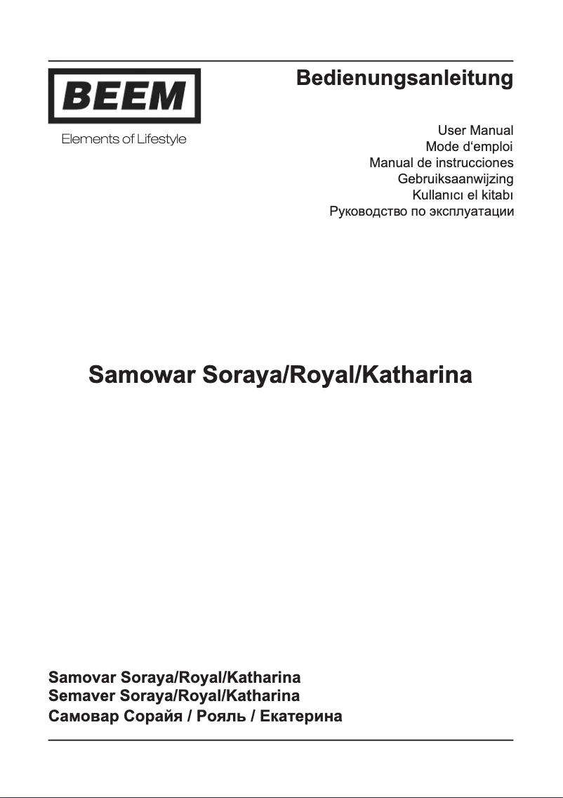 Page n°1 - Manuel utilisateur BEEM Samowar Katharina