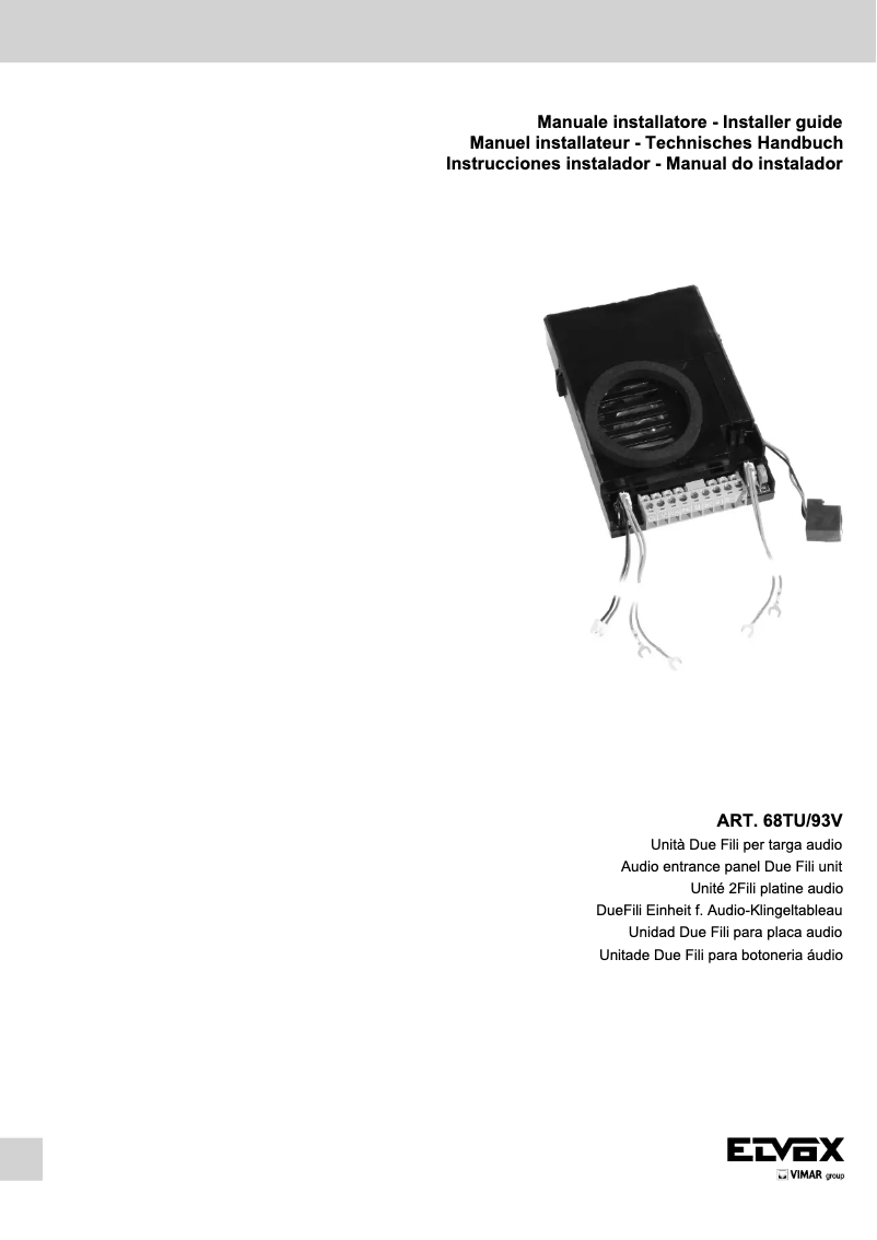 Page n°1 - Manuel utilisateur Vimar ELVOX 68TU/93V